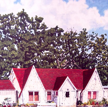 Watercolor of Herman’s Ribhouse on North College Avenue